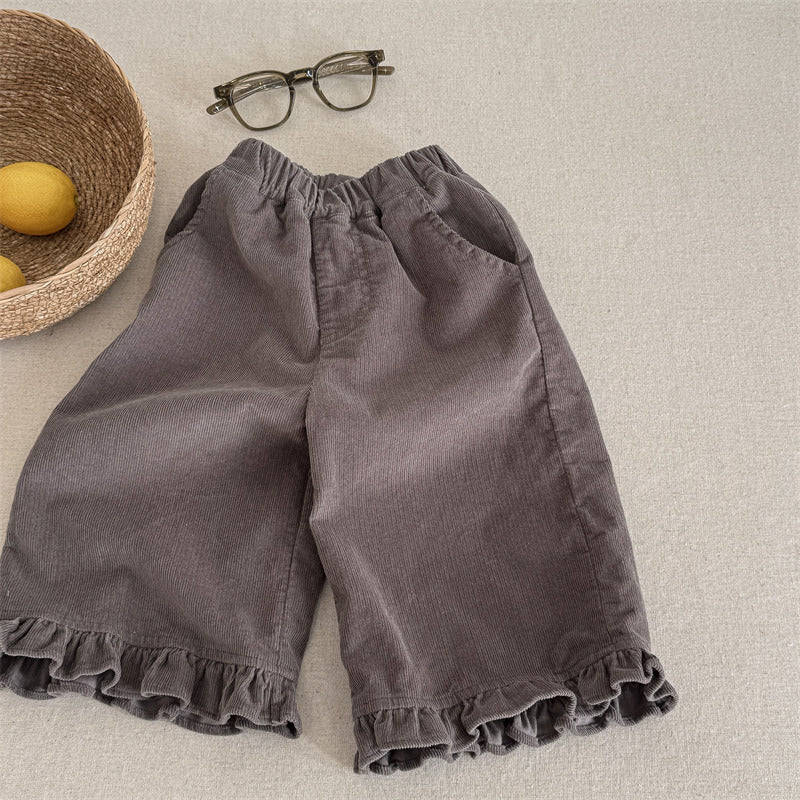 Children's Ninth Girls Corduroy Casual Pants