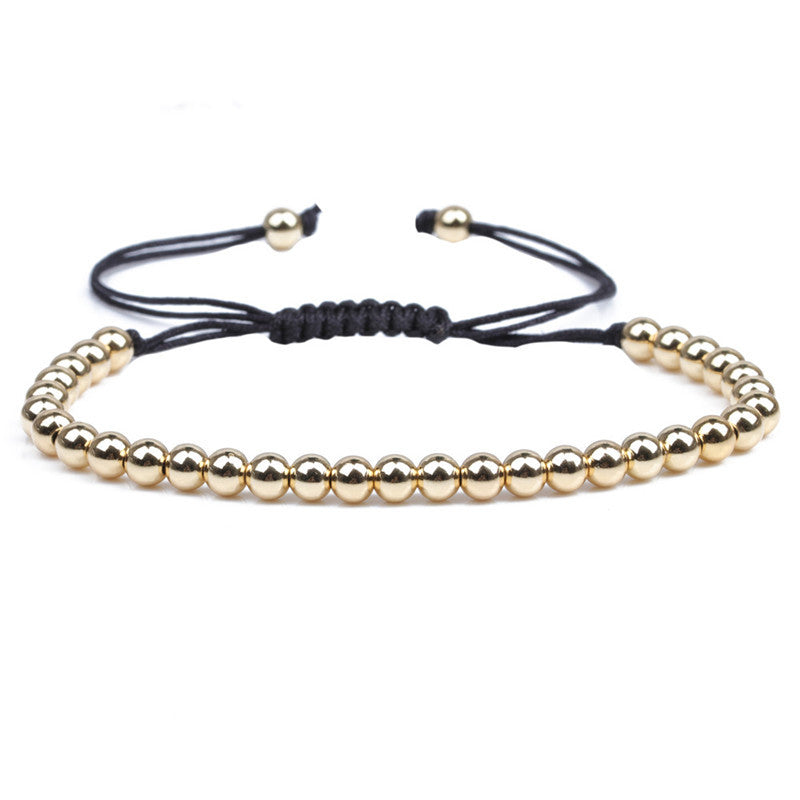 European And American-style Solid-color Silver-bead Braided Bracelet