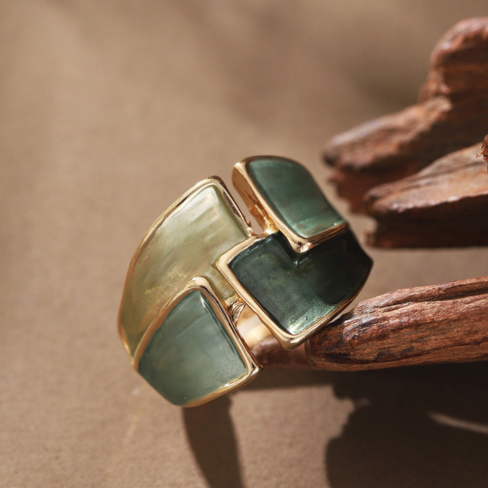 Womens Colorful Painted Oil Casual Ring