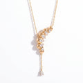 Waterdrop-shaped Diamond-studded Tassel Necklace