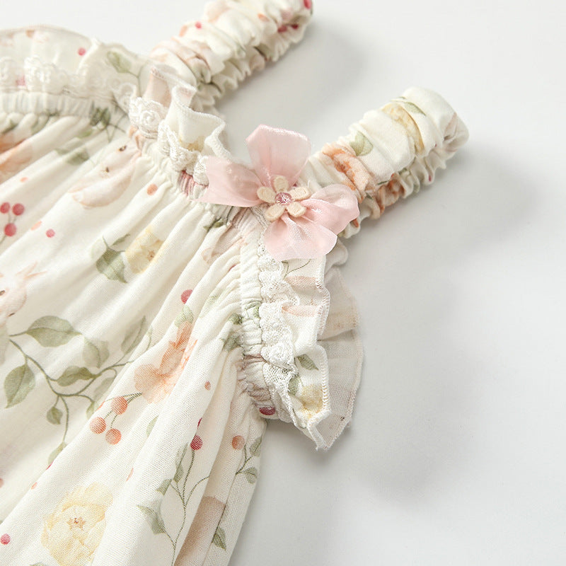 Strap strap baby girl jumpsuit