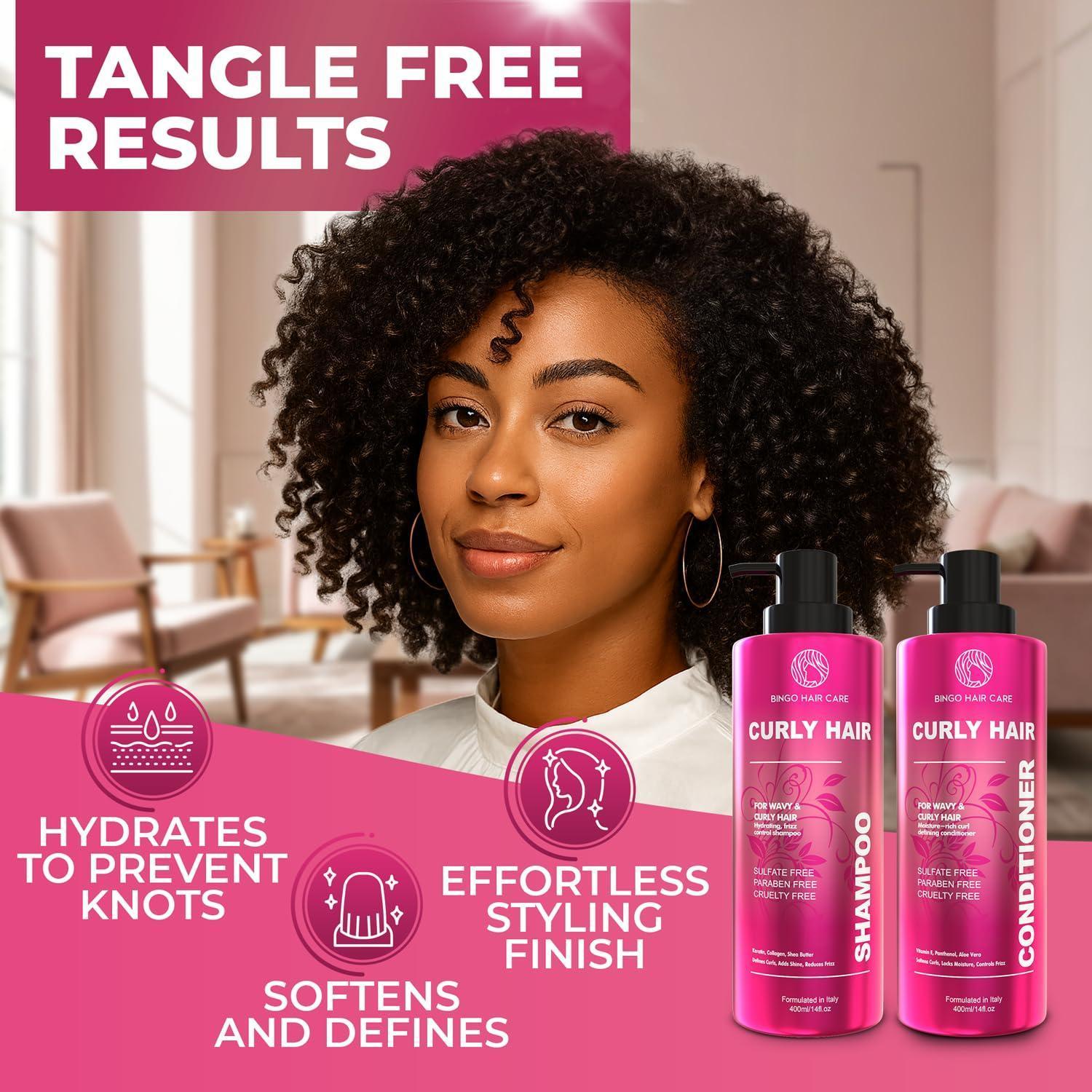 Curly Shampoo and Conditioner Set Sulfate Free 14 Fl Oz Set of 2 Moisturizing Formula Deep Treatment for Curly and Permed Hair Women and Men