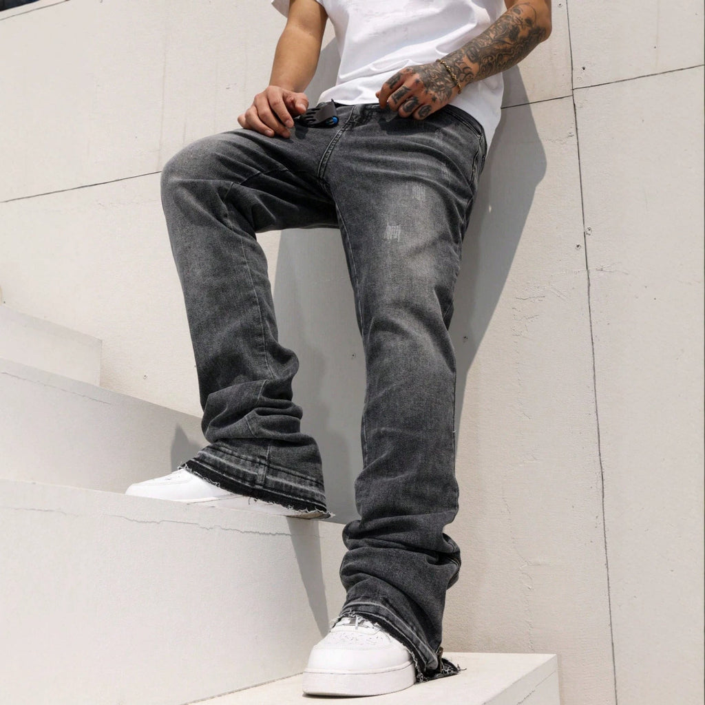Mens Slightly Flared Relaxed-fit Stretchy Straight-leg Jeans
