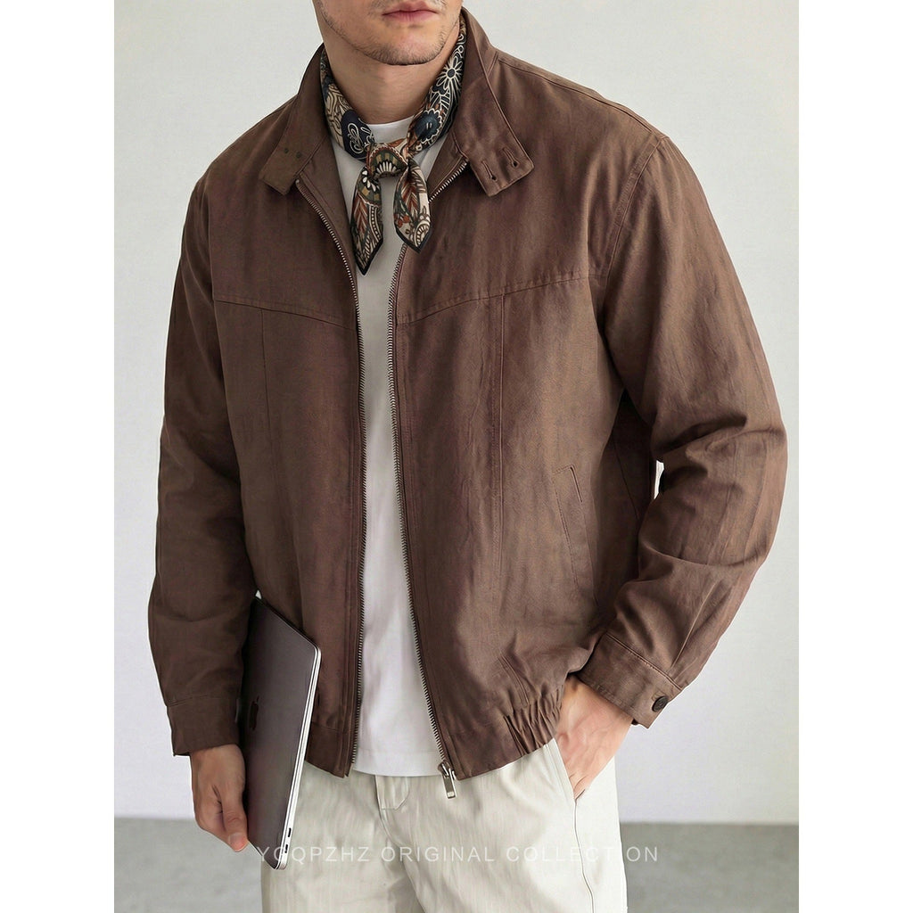 Old-money-style Vintage Stand-collar Utility Jacket
