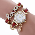 Crystal Leather LOVE Bracelet Womens Watch