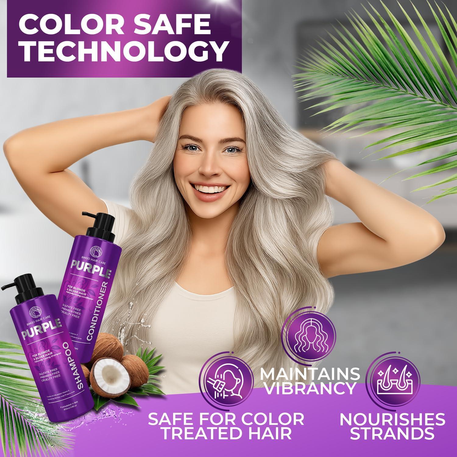 Purple Shampoo and Conditioner Set 14 Fl Oz Set of 2 Sulfate Free Formula for Women and Men For Toning and Balancing Brassy Blonde Silver and Gray Hair