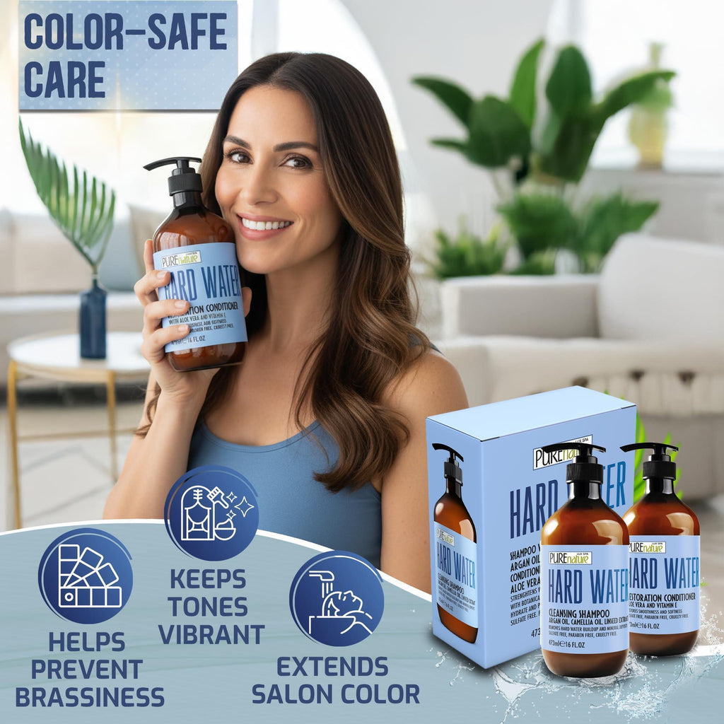 Hard Water Shampoo and Conditioner Set  16 Fl Oz Set of 2 Sulfate Free and Paraben Free Chelating Action Moisturizing Professional Formula for Women and Men Hydrating Swim Safe Formula