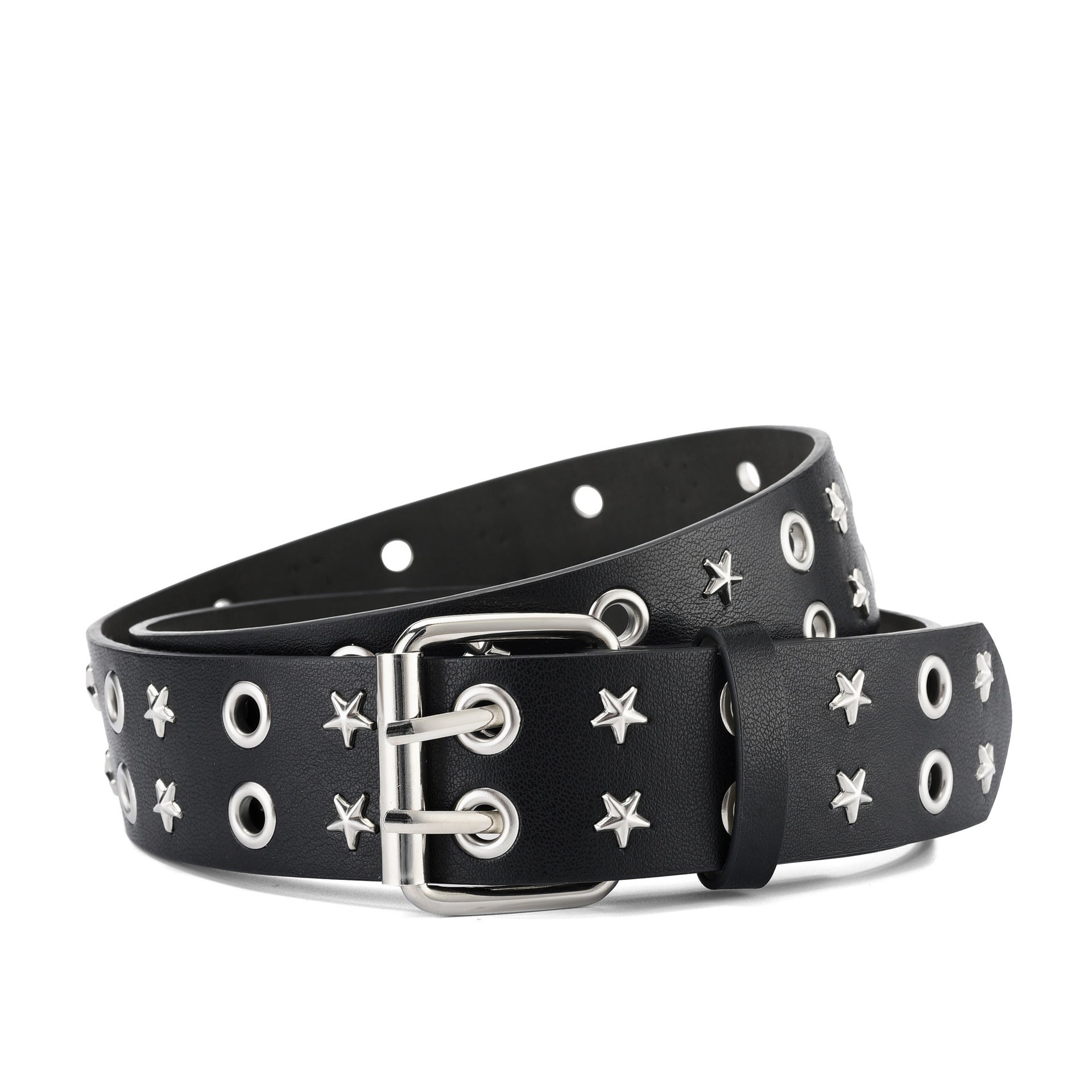 Punk Double Row Pin Buckle Denim Men's Belt