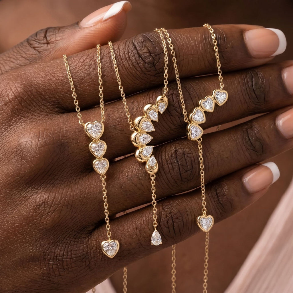 Waterdrop-shaped Diamond-studded Tassel Necklace