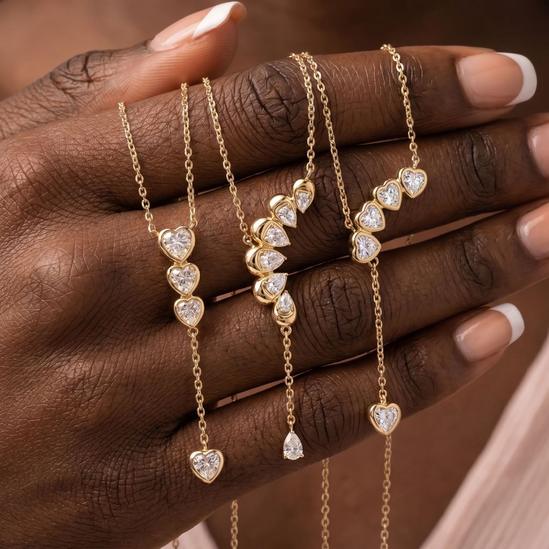 Waterdrop-shaped Diamond-studded Tassel Necklace