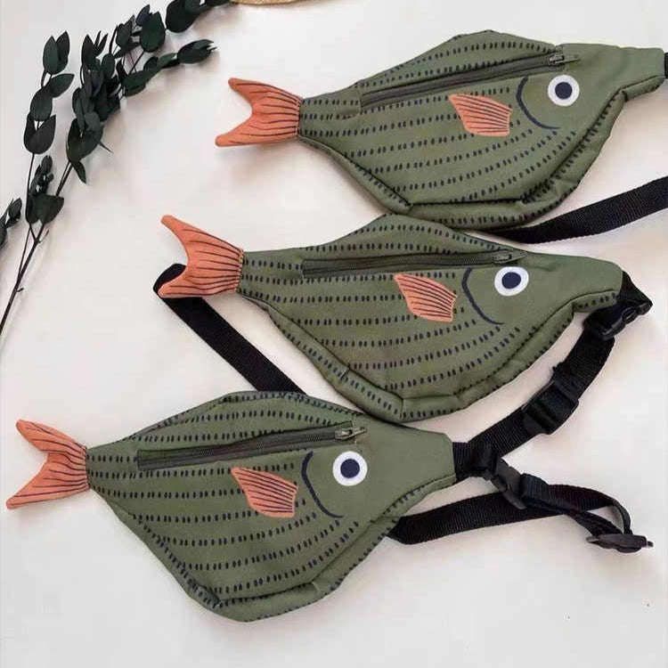 Children's Parent-child Green Fish Style Crossbody Bag