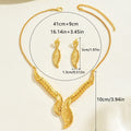 2026 Trendy Bridal Jewelry Set For Women, Niche Openwork Metal Leaf Design, Elegant Matching Pendant Necklace & Stud Earrings For Wedding Occasions