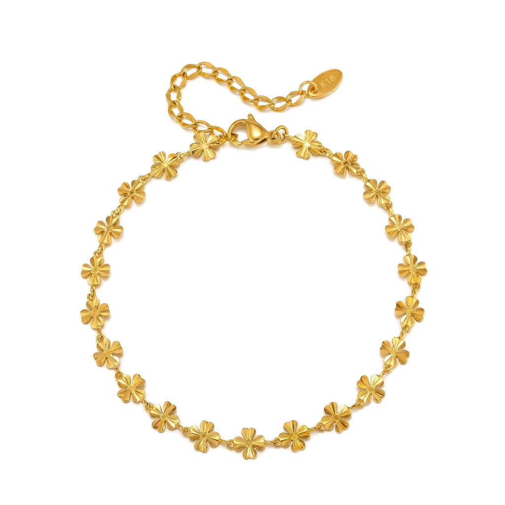 Womens Fashionable Stainless Steel Flower Anklet
