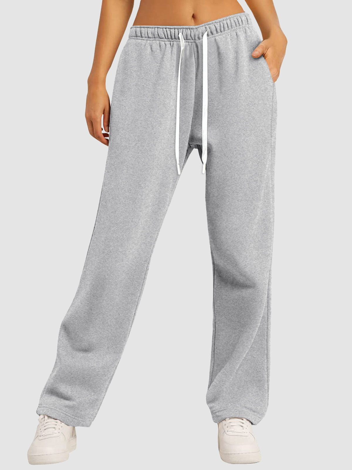 Women's Fleece-Lined Casual Straight-Leg Sports Sweatpants For Fall And Winter