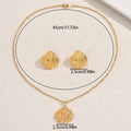 Cross-border European American Women Jewelry Set, Unique Wrinkle Metal Geometric Design Matching Necklace & Versatile Premium Texture Earrings