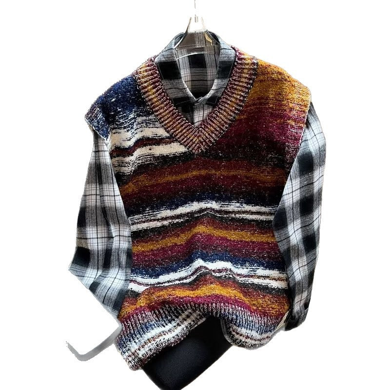 Mens Autumn Lazy-Style Loose-Fit Couples Sleeveless Sweater Vest