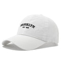 Men's And Women's Slim-fit Mesh Embroidered Letter Brooklyn Fashion Streetwear Baseball Cap Suitable For Daily Commuting, Outdoor Camping, And Weekend Outings.