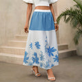 Casual Printed Patchwork High-waisted Long A-line Skirt