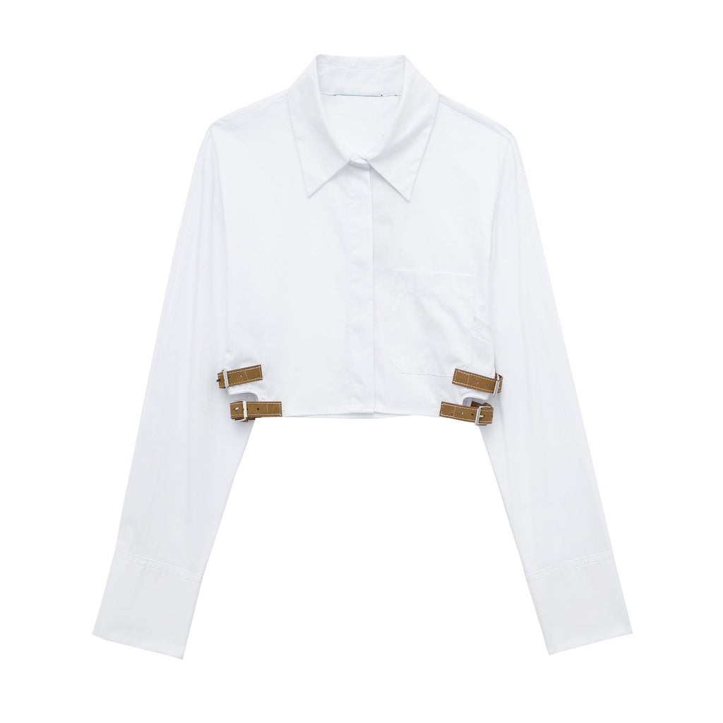 European And American Style Waistband Lapel Windbreaker Fabric Short Shirt
