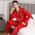Mens Solid-Color Striped Long-Sleeve And Long-Pant Loungewear Set
