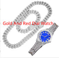 Hip-Hop EuropeanAmerican Cross-Border 14mm Cuban-Link Watch Set
