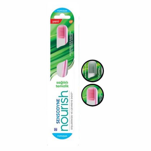 Sensodyne Nourish Soft Toothbrush for Sensitive Teeth and Gums - Gentle Cleaning, Healthy Oral Hygiene