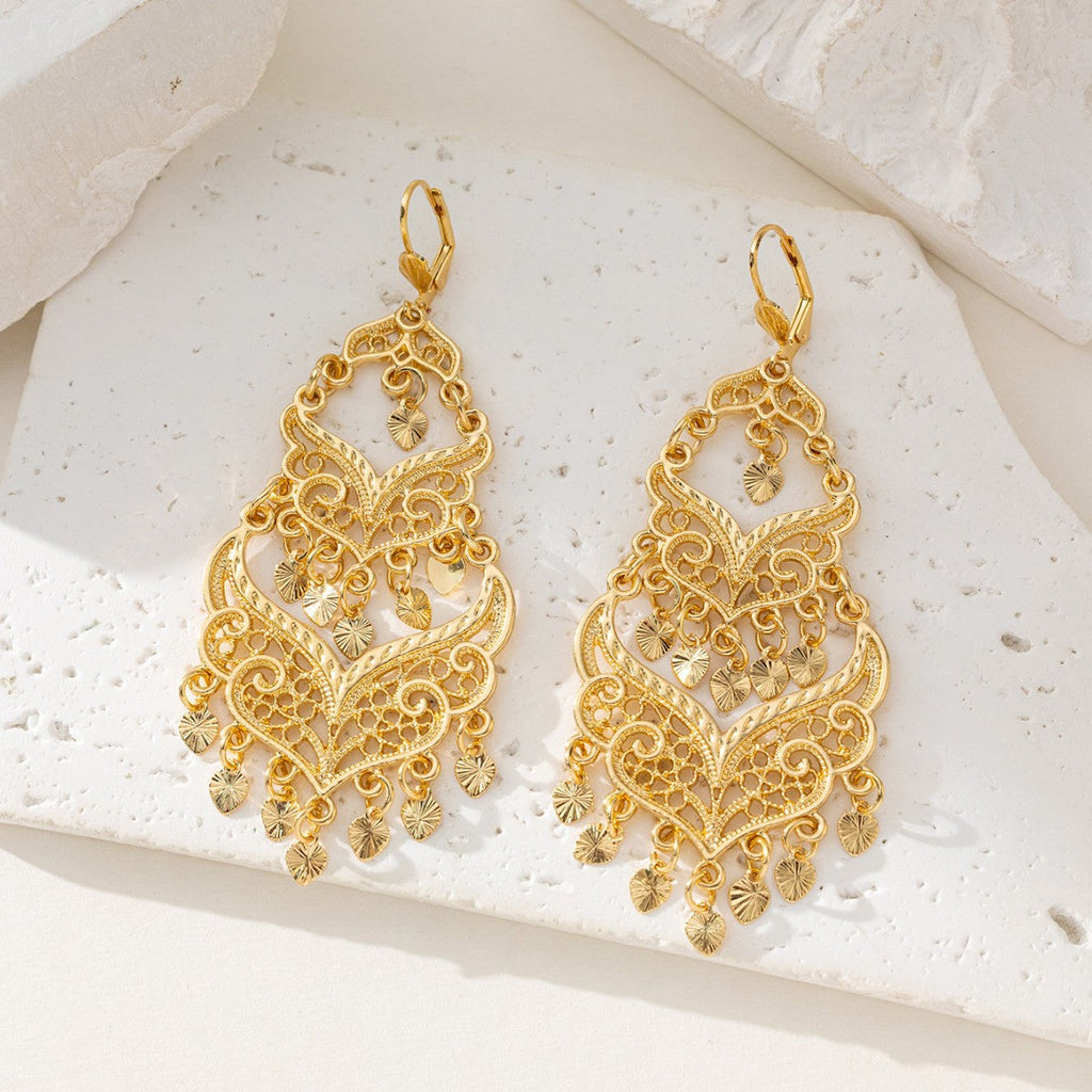 New Middle Eastern Gold-plated Heart-shaped Earrings