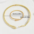 Minimal Cross-border European American Women Jewelry Set, Unique Snake Shape Inlaid Cubic Zirconia Design, Alloy Choker Necklace & Bracelet Daily Ornaments For Ladies
