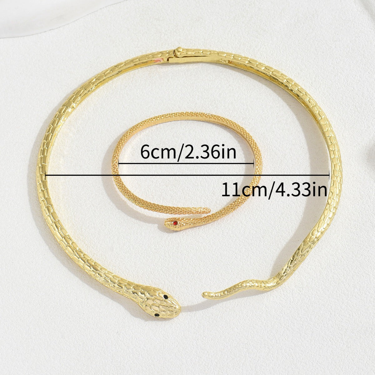 Minimal Cross-border European American Women Jewelry Set, Unique Snake Shape Inlaid Cubic Zirconia Design, Alloy Choker Necklace & Bracelet Daily Ornaments For Ladies