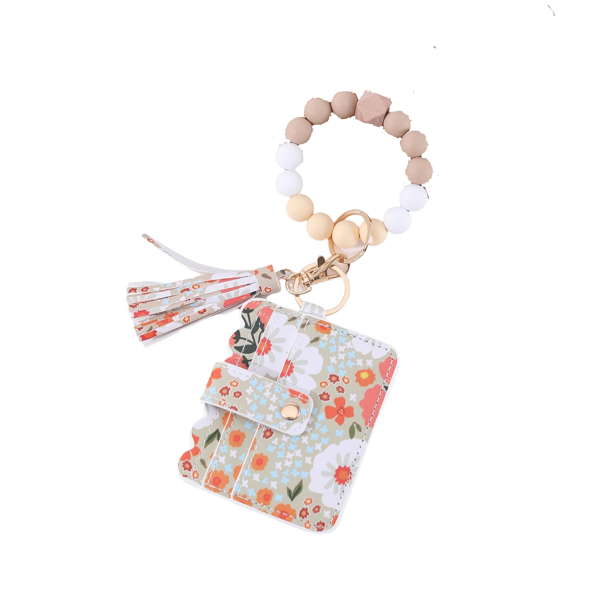 Printed Leather Wallet Keychain For Women