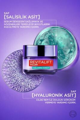 L'Oreal Paris Revitalift Filler: Oil Control Water Based Hyaluronic Acid Gel Cream - Lightweight Facial Moisturizer for Oily Skin, Anti-Aging Benefits