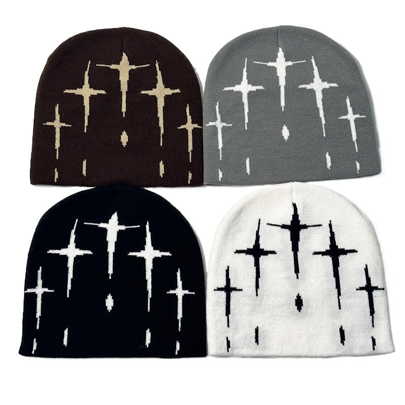 Starry Y2K Trendy Retro Knit Unisex Cross Knit Cap