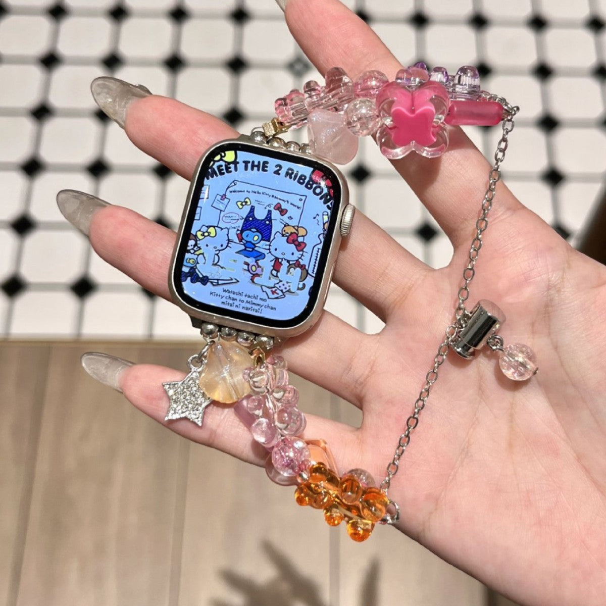 Colorful Gummy Bear Beaded Watch Band Compatible With IWatch Series  Soft Silicone Strap
