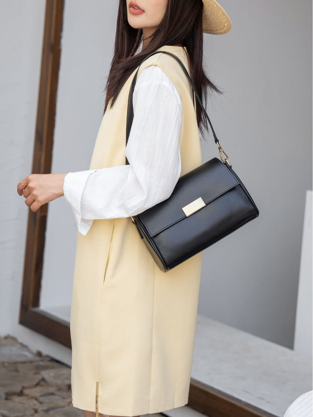 Baidi Leather Women's Bag 2025 New Genuine Leather Crossbody Bag, Top-Grain Vegetable-Tanned Cowhide Shoulder Bag, Light Luxury Commuter Bag