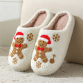 Christmas Snowflake Gingerbread Fuzzy Slippers