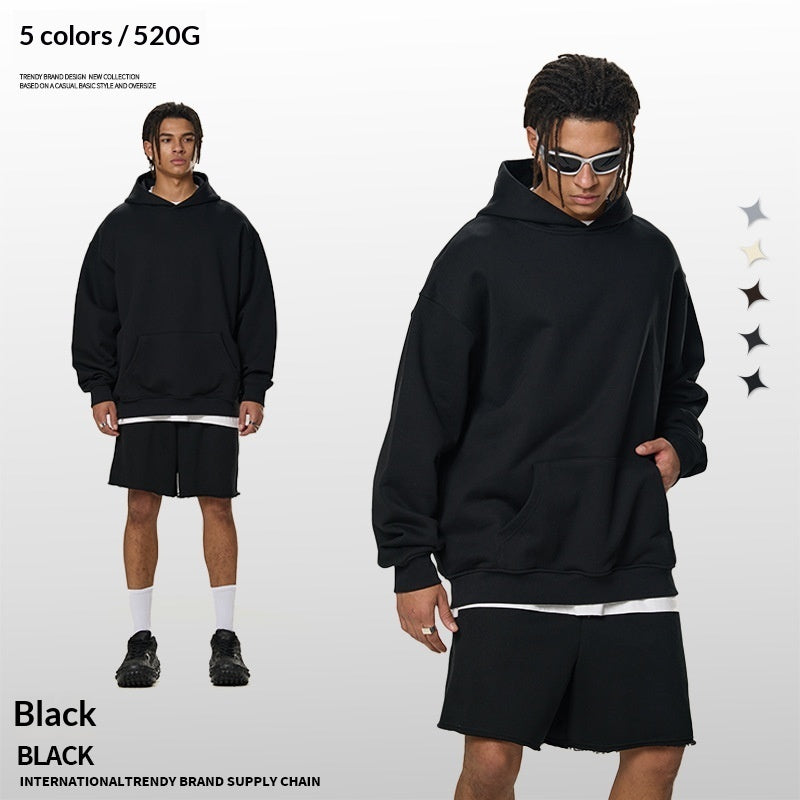 Mens Relaxed American-Style Hooded Casual Sweatshirt
