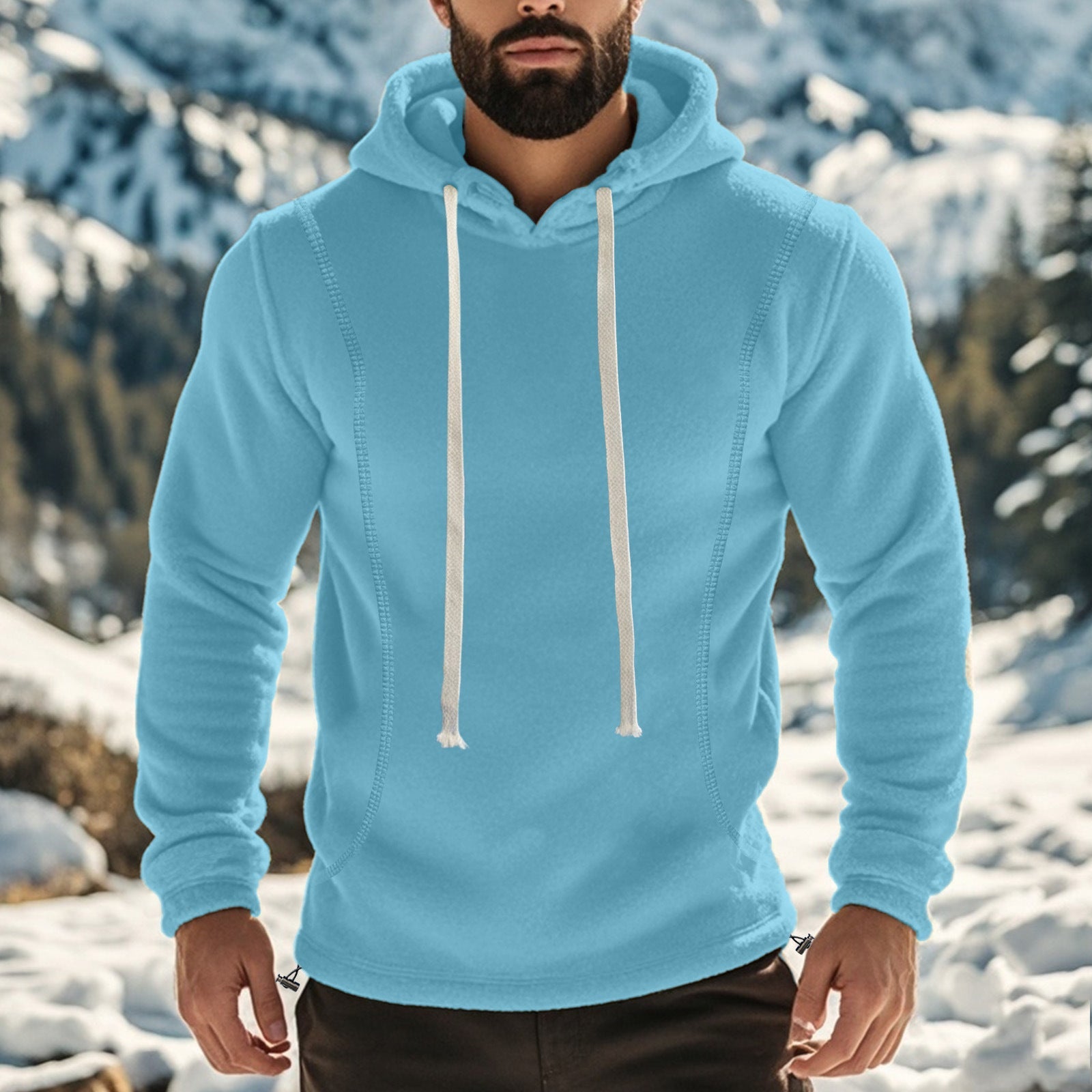 Mens Fleece Long-Sleeve Pullover Hoodie