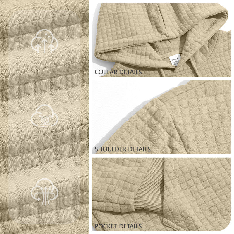 Mens Highly Elastic Jacquard Hooded Long-Sleeve Sweatshirt