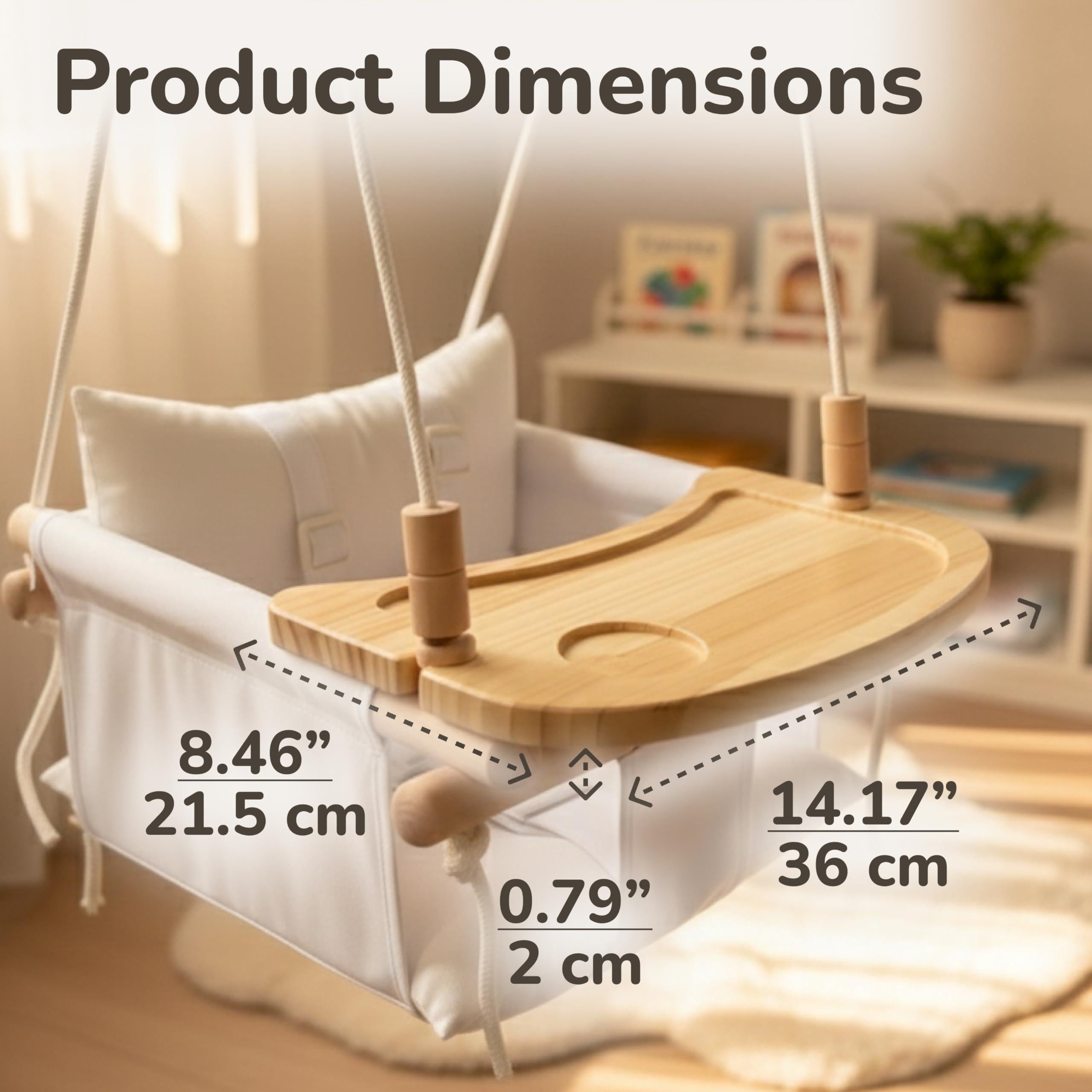 Wooden Tray for Canvas Baby Swing Hanging Chair Accessory Natural Wood Montessori Play Table for Babies & Toddlers Detachable Safety Design for Indoor Canvas Toddler Swing