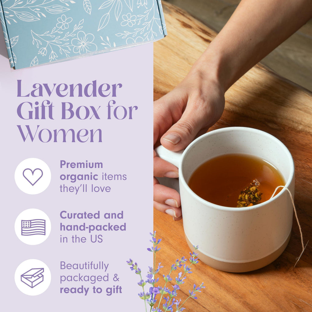 Mini Lavender Spa Gift Set Relaxation Gift Basket for Women Self Care Package with Lavender Candle Bath Bomb Soap Greeting Card & More