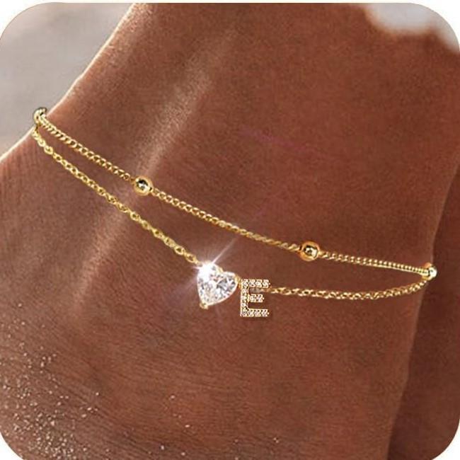 Womens Adjustable Delicate Versatile Double-layer Anklet Set