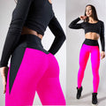 Spliced Contrasting-Color Athletic Yoga Leggings
