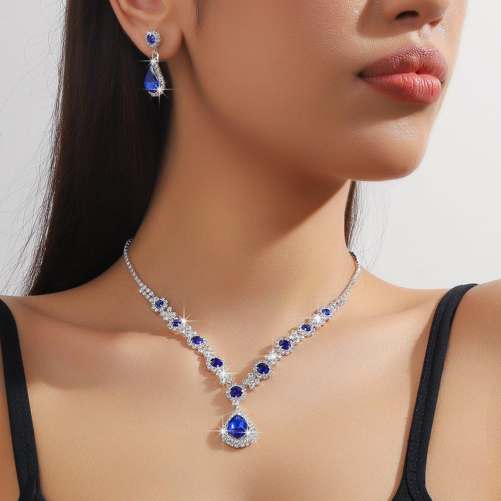 Bridal Jewelry Womens Set Cross-border European And American Crystal Water Drop