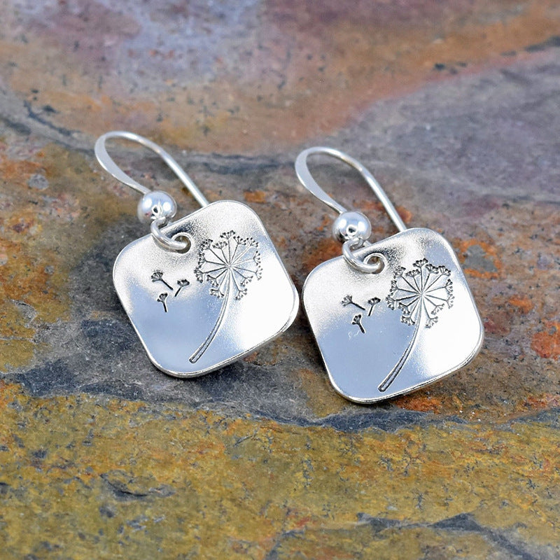 Minimalist Vintage Square Dandelion Earrings