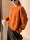 Chic And Brightening Loose-knit Sweater With A Crew Neck