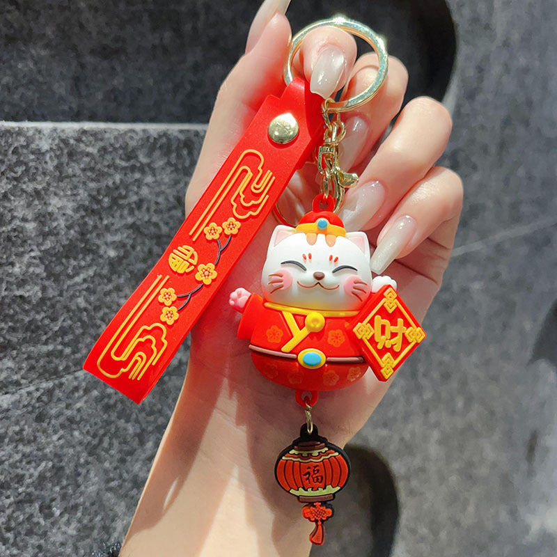Maneki-neko Cartoon Keychain Soft Silicone Doll Pendant
