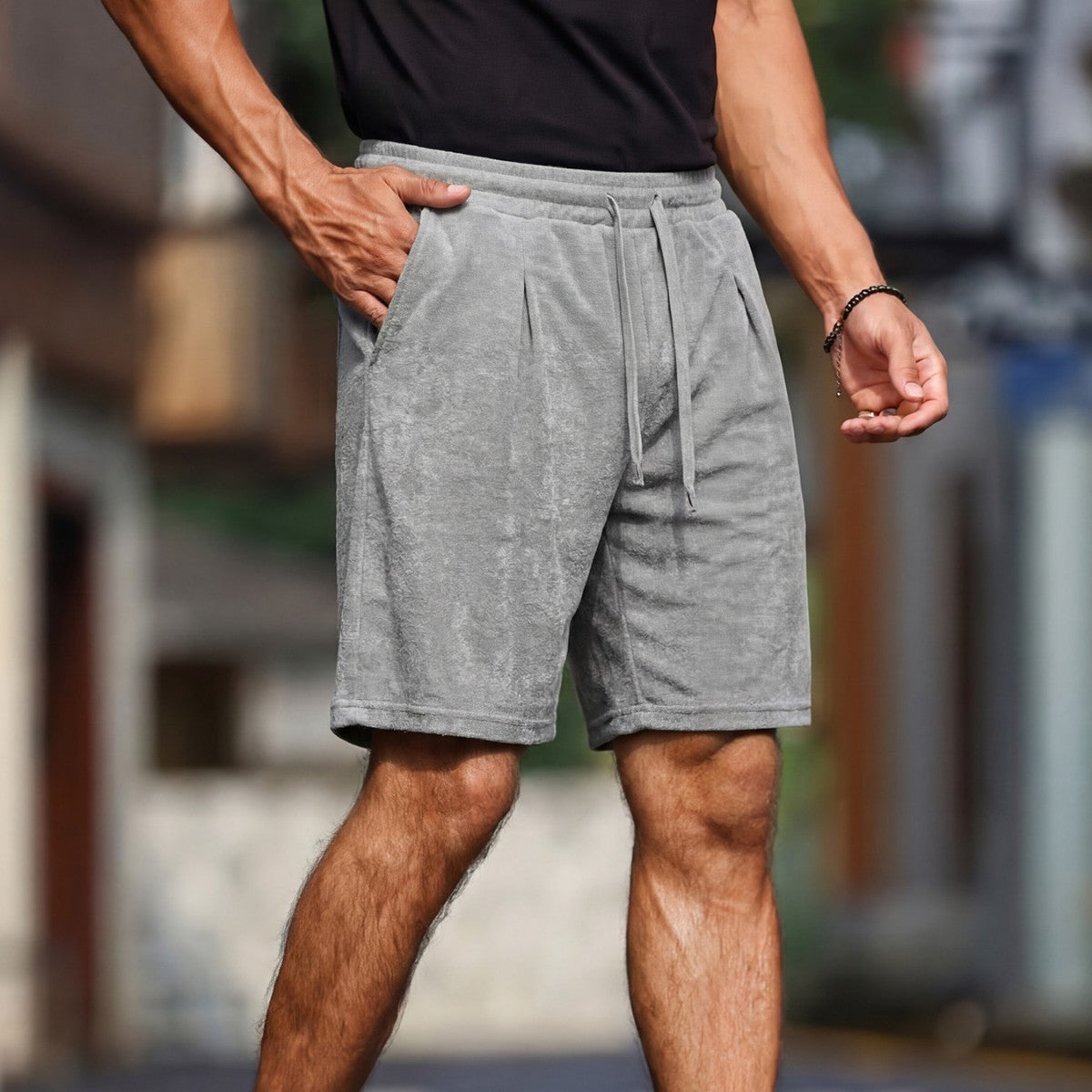 Mens Jacquard Casual Loose-fit Shorts