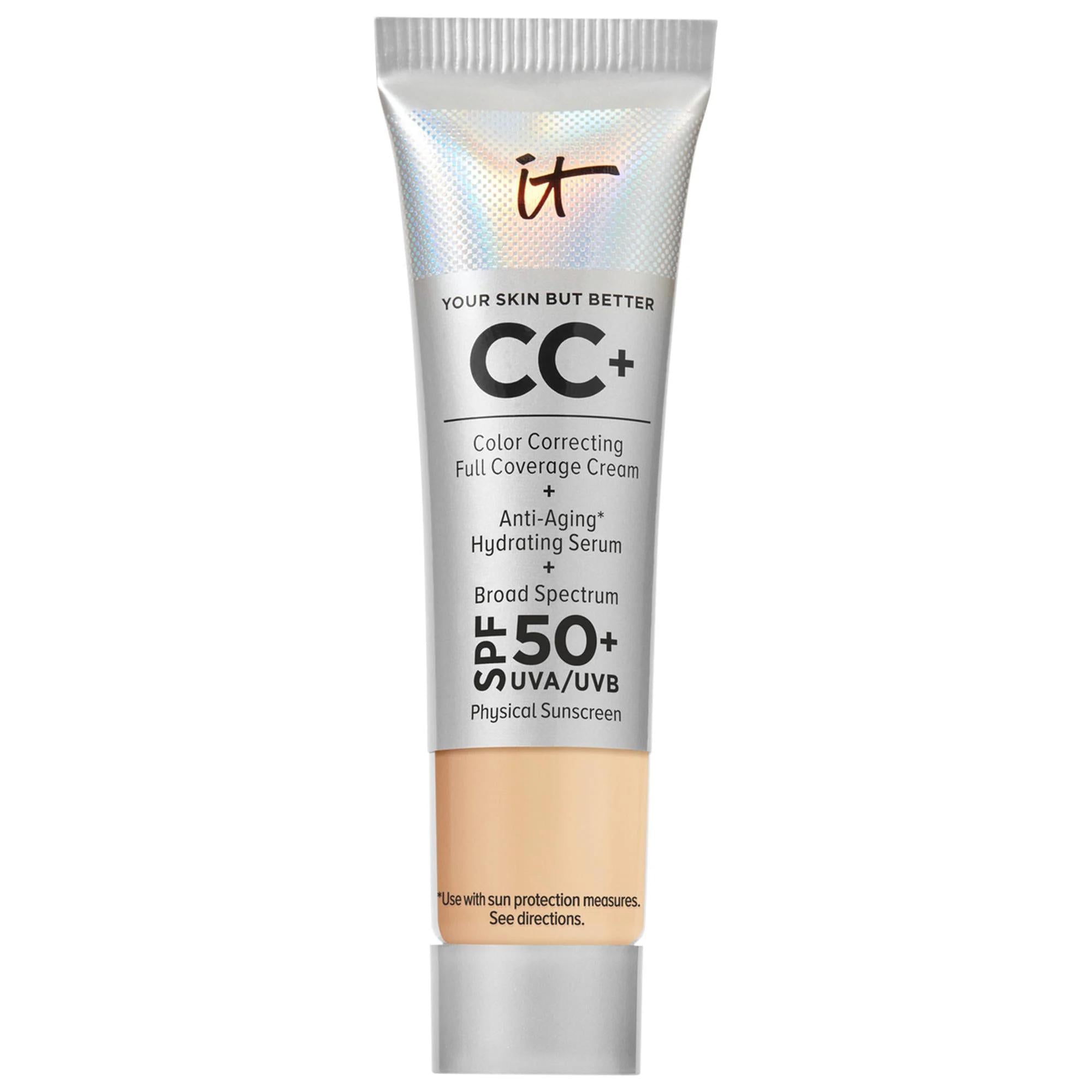 IT Cosmetics CC+ Cream: Full Coverage Color Correcting Foundation with SPF 50+ - Hydrating, Anti-Aging & Sun Protection