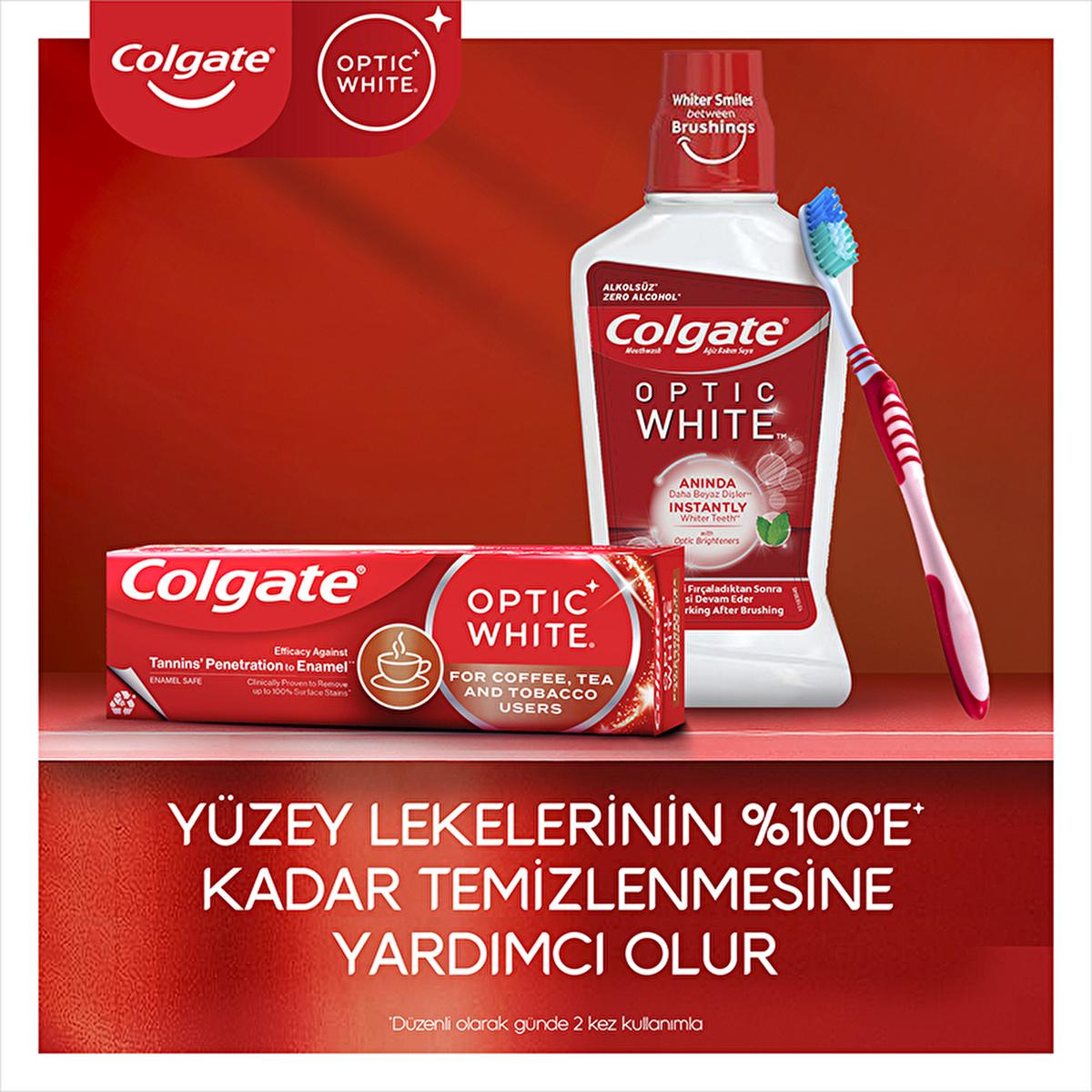 Colgate Optic White Whitening Toothpaste for Coffee & Tea Drinkers, Smokers - Gentle on Enamel, 2.54 fl oz