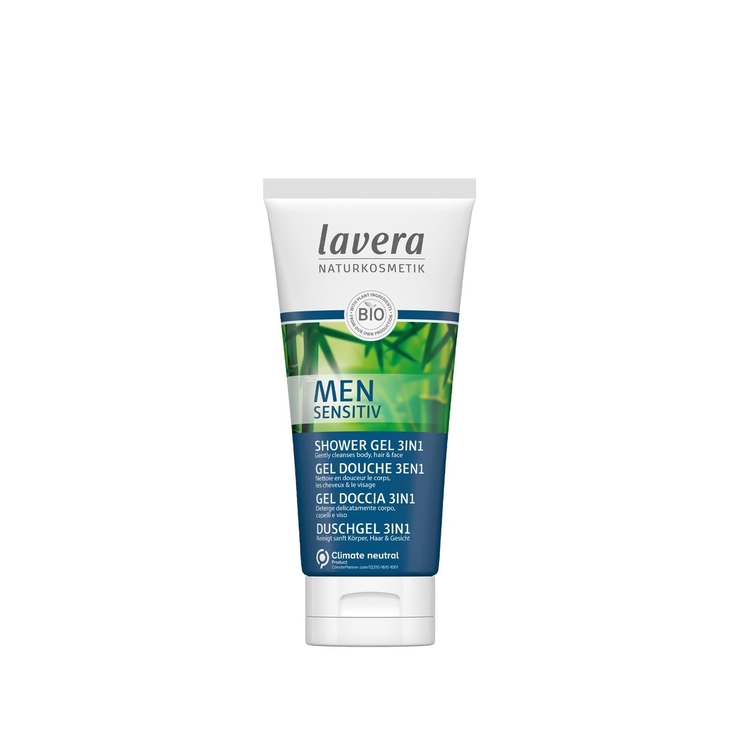 Lavera Men Sensitiv: Organic 3-in-1 Shower Gel for Sensitive Skin - Natural Body, Hair & Face Wash - Simplify Your Routine.